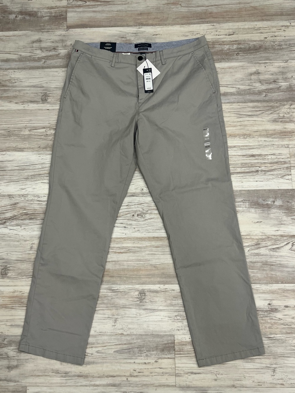 Tommy Hilfiger Men's Stone Gray Straight Chinos